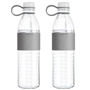 copco hydra chevron reusable water bottles | clear water bottles for school, gym, travel, & more | bpa free tritan plastic water bottles | travel water bottle - set of 2, 20 oz