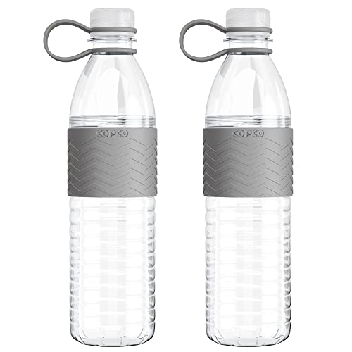 Copco Hydra Chevron Reusable Water Bottles | Clear Water Bottles for School, Gym, Travel, & More | BPA Free Tritan Plastic Water Bottles | Travel Water Bottle - Set of 2, 20 Oz