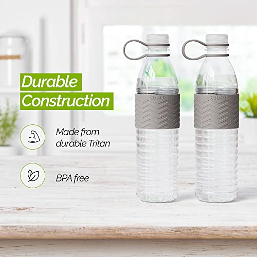 Copco Hydra Chevron Reusable Water Bottles | Clear Water Bottles for School, Gym, Travel, & More | BPA Free Tritan Plastic Water Bottles | Travel Water Bottle - Set of 2, 20 Oz