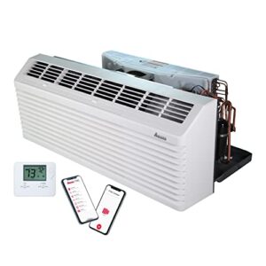 amana ptac 12,000 btu air conditioner heat pump pth123k35axxx with 3.5 kw heater 20 amp plug, white