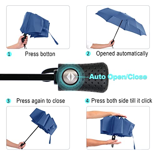 LFLFWY 2 Pack Double Layer Windproof Umbrella - Compact Travel Umbrella Automatic Open and Close, Lightweight Car Umbrella for Men and Women