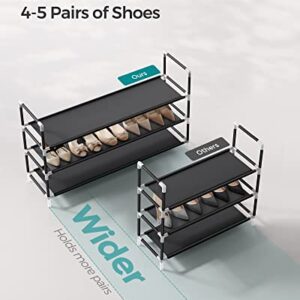 SONGMICS 3-Tier Shoe Rack with Shelves for Closet Entryway, Black ULSH053B01, 11 x 38.8 x 22.8 Inches