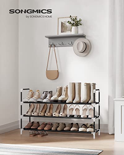 SONGMICS 3-Tier Shoe Rack with Shelves for Closet Entryway, Black ULSH053B01, 11 x 38.8 x 22.8 Inches