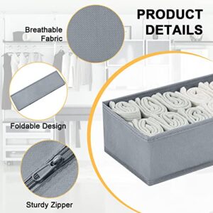 DIMJ Drawer Organizer, Underwear Drawer Organizer Divider, Set of 4 Fabric Drawer Organizer, Dresser Drawer Dividers for Baby Clothes, Socks, Belt, Tie (Grey)