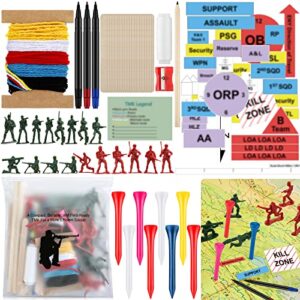 eaasty terrain model kit includes operational symbols graphics with instruction yarn wooden markers pencil sharpener dual map markers storage bag soldier models wooden tees for army platoon squad tmk