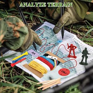 Eaasty Terrain Model Kit Includes Operational Symbols Graphics with Instruction Yarn Wooden Markers Pencil Sharpener Dual Map Markers Storage Bag Soldier Models Wooden Tees for Army Platoon Squad TMK