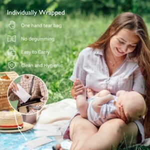 Momcozy Bamboo Fiber Disposable Nursing Pads, 100% Natural Materials and 100% Biodegradable, Skin Contacts Only Most Natural Materials, for Sensitive Skin, Individually Packaged（80 Count）