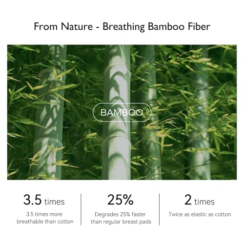 Momcozy Bamboo Fiber Disposable Nursing Pads, 100% Natural Materials and 100% Biodegradable, Skin Contacts Only Most Natural Materials, for Sensitive Skin, Individually Packaged（80 Count）