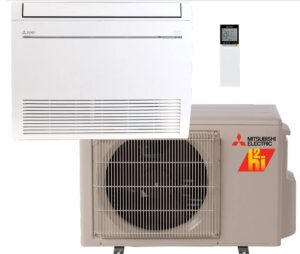 mitsubishi 18,000 btu 1.5 ton ductless floor standing heat pump & air conditioner, hyper heat system seer 22