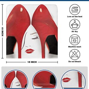 Maliyand Chair Back Cover, Sexy Red High Heels Fashion Woman Face Chair Covers Removable Chair Protector Slipcover for Dining Room, Kitchen, Restaurant, Set of 6