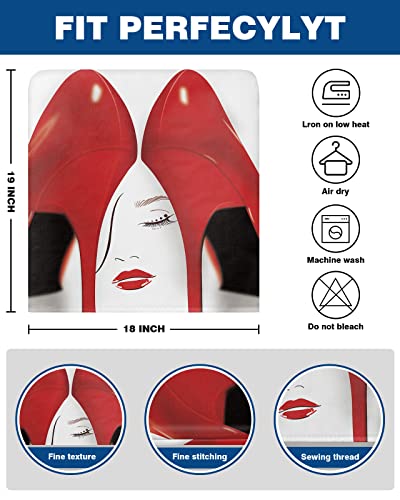 Maliyand Chair Back Cover, Sexy Red High Heels Fashion Woman Face Chair Covers Removable Chair Protector Slipcover for Dining Room, Kitchen, Restaurant, Set of 6