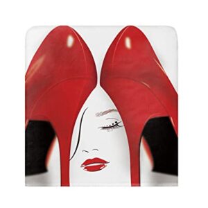 Maliyand Chair Back Cover, Sexy Red High Heels Fashion Woman Face Chair Covers Removable Chair Protector Slipcover for Dining Room, Kitchen, Restaurant, Set of 6