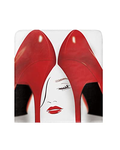 Maliyand Chair Back Cover, Sexy Red High Heels Fashion Woman Face Chair Covers Removable Chair Protector Slipcover for Dining Room, Kitchen, Restaurant, Set of 6