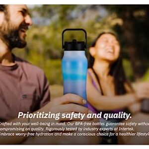 JEELA SPORTS Insulated Water Bottle with Straw - 24oz, Leakproof Stainless Steel Water Bottles, Metal Water Bottle Keeps Water Cold for 24 hours