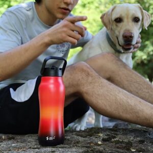 JEELA SPORTS Insulated Water Bottle with Straw - 24oz, Leakproof Stainless Steel Water Bottles, Metal Water Bottle Keeps Water Cold for 24 hours