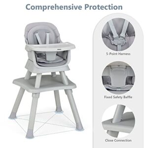 INFANS 8 in 1 Baby High Chair, Convertible Highchair for Babies and Toddlers, Infant Dining Booster Seat, Building Block Table, Kids Stool Table Chair Set with Removable Tray (Grey)