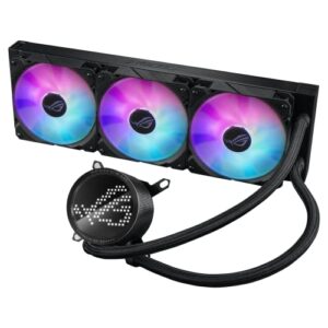 ASUS ROG RYUO III 360 ARGB All-in-one AIO Liquid CPU Cooler 360mm Radiator, Asetek 8th gen Pump Solution, Anime Matrix™ LED Display and ROG AF 12S ARGB Fan.