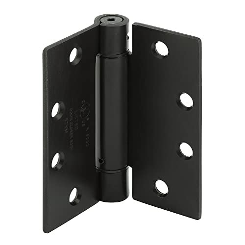 Prime-Line U 1158483 Door Hinge Commercial UL Adjustable Self-Closing Spring Hinge, 4-1/2 In. x 4-1/2 In. with Square Corners, 4 Holes per Leaf with Screws, Matte Black Finish, .134 In. Gauge (3 Pack)