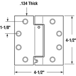 Prime-Line U 1158483 Door Hinge Commercial UL Adjustable Self-Closing Spring Hinge, 4-1/2 In. x 4-1/2 In. with Square Corners, 4 Holes per Leaf with Screws, Matte Black Finish, .134 In. Gauge (3 Pack)