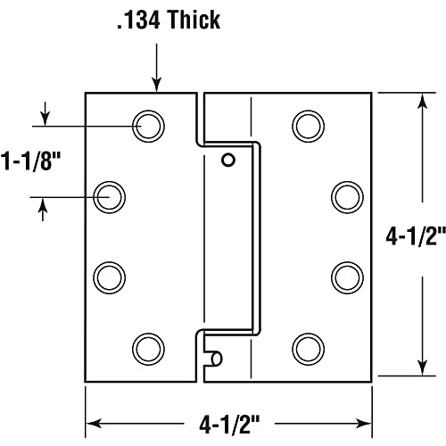 Prime-Line U 1158483 Door Hinge Commercial UL Adjustable Self-Closing Spring Hinge, 4-1/2 In. x 4-1/2 In. with Square Corners, 4 Holes per Leaf with Screws, Matte Black Finish, .134 In. Gauge (3 Pack)