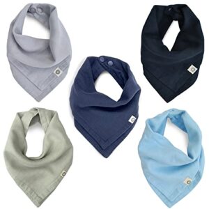 kishu baby indi gots organic muslin baby bandana bibs 5 pk, 4-way reversible