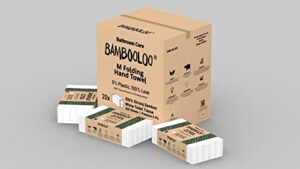 bambooloo 100% bamboo paper towels, dispenser ready n-folding disposable hand towels for bathroom, planet-friendly plastic-free commercial paper towels bulk, 4000 napkins, 20 wraps, 200 sheets each
