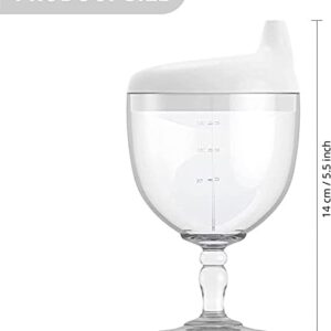 Toddler Sippy Cup - Plastic Wine Glass Goblet Beverage Mug Milk Bottle with Lid for Kids on Birthday Party Celebration (White, 1)