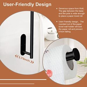 Paper Towel Holder Towel Rack,WACETOG Under Cabinet Paper Towel Holder Wall Mount 2 Pack Stainless Steel Paper Towel Rack for Kitchen Paper Towel Roll Holder (Black)