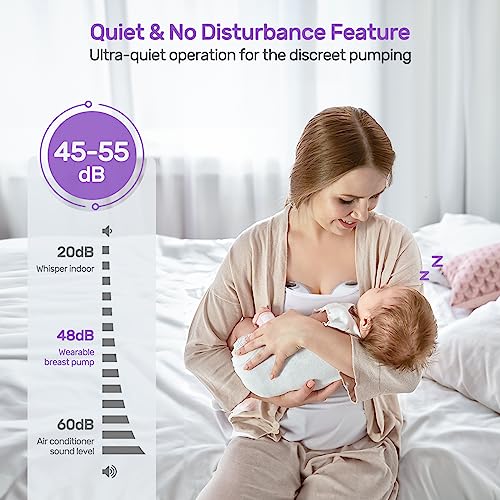 Nuliie Hands Free Breast Pump S32, Electric Wearable Breast Pumps 4 Modes 9 Levels, More Private with Smart Display, 24MM Comfortable Flange, Memory Function, Replaced Accessories Included, 2 Packs