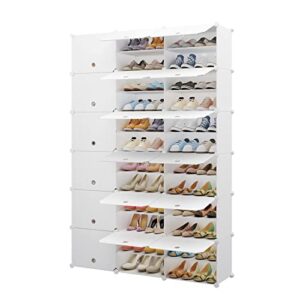 MAGINELS 72 Pair Shoe Rack Organizer Shoe Organizer Expandable Shoe Storage Cabinet Free Standing Stackable Space Saving Shoe Rack for Entryway, Hallway and Closet, White