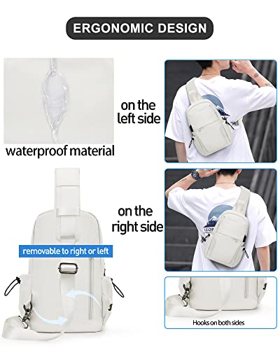 SEAFEW Tactical Backpacks Small Sling Bag Crossbody Backpack Shoulder Bag for Men Women, Multipurpose Anti-Theft Cross Body Chest Bags, One Strap Backpack for Walking Biking Travel Cycling White