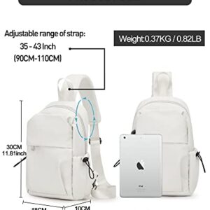 SEAFEW Tactical Backpacks Small Sling Bag Crossbody Backpack Shoulder Bag for Men Women, Multipurpose Anti-Theft Cross Body Chest Bags, One Strap Backpack for Walking Biking Travel Cycling White