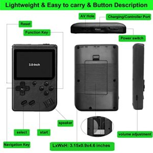 Handheld Game Console - Retro Video Games for Kids ,Mini Portable Game Controller, 3.0 Inch Color Screen with 500 Classic Games, Support for Connecting TV & Two Players,Ideal Gift for Children -Black
