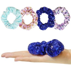 Bluey Hair Accessory 5 Pcs Set - 1 Regular 9 inch Bluey Hair Brush For Girls + 4 Bluey Scrunchies For Kids - Hair Accessories For Girls - Detangling Brush - Elastic Hair Ties Ropes Scrunchies Ages 3+