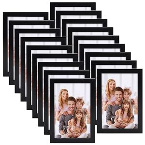 wiftrey 18 pack 4x6 picture frame black, 4 x 6 photo frames bulk for wall hanging or tabletop display