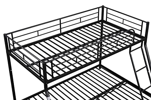 GNIXUU Bunk Beds Twin Over Full Size, Heavy Duty Metal Low Bunkbeds Frame with Safety Rail and Ladder for Dormitory Bedroom Boys Girls Adults, Space Saving, Easy Assembly