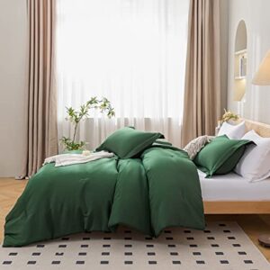 JANZAA 7 Piece Emerald Comforter for Queen Size Bed in a Bag Queen Comforter Set with Sheets Pillow Cases Pillow Shams Fitted Sheet Flat Sheet Microfiber Bed Set Soft Bedding Set All Season