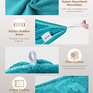 Hicober Microfiber Hair Towel, Hair Towel Wrap Turbans for Women,Hair Drying Towel Wrap Hair Accessories for Women Girls-Plum,Navy,Aqua Green,3Packs