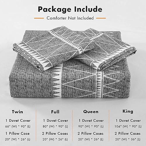 Tokokimo Duvet Cover King Size, Soft Microfiber Boho Aztec Quilt Cover Set Gray Bohemian King Bedding Duvet Cover Sets with Zipper Closure Corner Ties