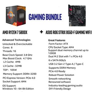 Micro Center AMD Ryzen 7 5800X 8-core 16-Thread Unlocked Desktop CPU Processor Bundle with Asus ROG Strix B550-F Gaming WiFi II AMD AM4 ATX Gaming Motherboard (PCIe 4.0, WiFi 6E, 2.5Gb LAN)