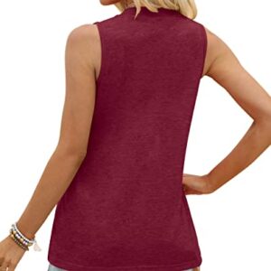 Womens Tops Dressy Casual V Neck Sleeveless Tunic Tops Loose Fit Red Small