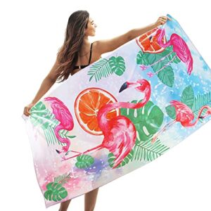 winthome microfiber sand free beach towel thin quick fast dry 35.4" x 70.8” oversized extra large lightweight towels for travel sports pool swimming bath camping yoga girls women adults