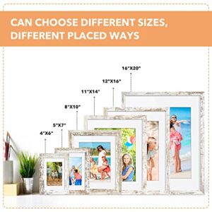 SYNTRIFIC 12x16 Picture Frames Set of 6,Rustic Distressed White Photo Frames Display Pictures 8.5x11 with Mat or 12x16 Without Mat,Farmhouse Wall Gallery Collage Photo Frames Home Decor Poster Frame