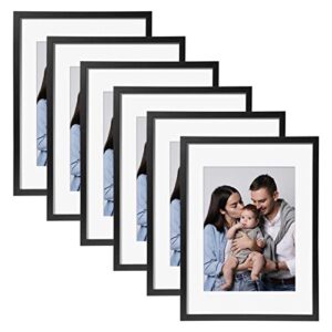 syntrific 12x16 picture frames set of 6,display pictures 8.5x11 with mat or 12x16 without mat,wall gallery photo frames larger picture frames for wall mounting,black
