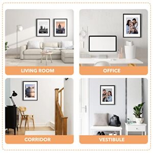 SYNTRIFIC 12x16 Picture Frames Set of 6,Display Pictures 8.5x11 with Mat or 12x16 Without Mat,Wall Gallery Photo Frames Larger Picture Frames for Wall Mounting,Black