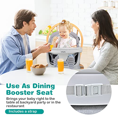 BABY JOY Baby High Chair, 8 in 1 Convertible Highchair for Babies & Toddlers | Booster Seat | Table and Chair Set | Building Block Table | Toddler Chair with Safety Harness, Removable Tray (Gray)