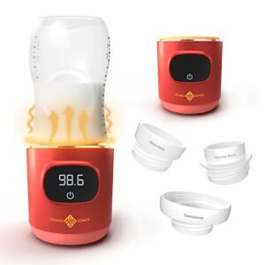 portable bottle warmer: instant breastmilk & formula heating, brew your baby's milk for travel, digital, fast, battery powered