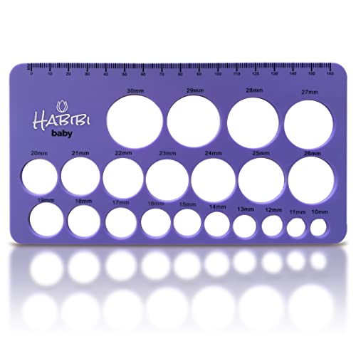 Habibi Baby Nipple Measurement Tool for Flanges Silicone Nipple Ruler for Breast Pump Flange or Nipple Shield Size for Breast Feeding Holes & Millimeter Scale for Accurate Measurement 4x7" (PKG of 1)