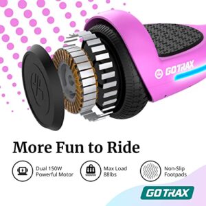 Gotrax FLASH Hoverboard for Kids, 6.5" Wheels & LED Light, Max 2.5 Miles and 5mph Power by Dual 150W Motor, UL2272 Certified Self Balancing Scooter Gift for 44-88lbs Kids(Purple)