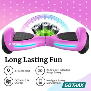 Gotrax FLASH Hoverboard for Kids, 6.5" Wheels & LED Light, Max 2.5 Miles and 5mph Power by Dual 150W Motor, UL2272 Certified Self Balancing Scooter Gift for 44-88lbs Kids(Purple)